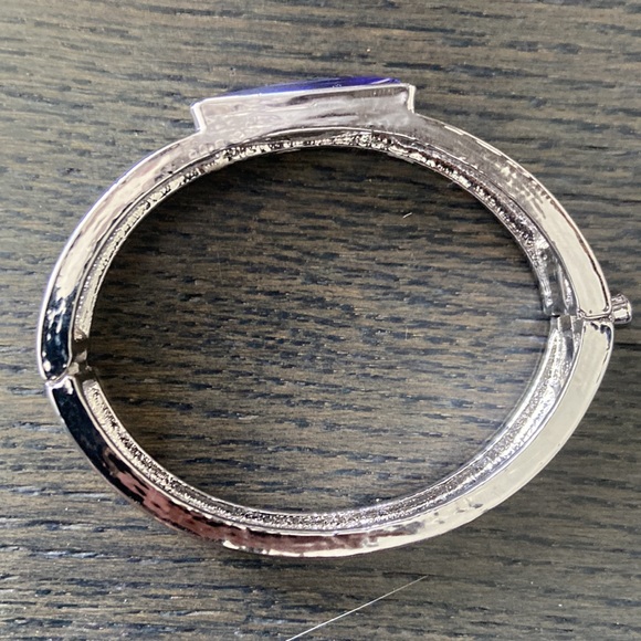 Fifth Avenue Collection Amethyst Swarovski Crystal Bangle with Hinge and Clasp - Picture 3 of 4